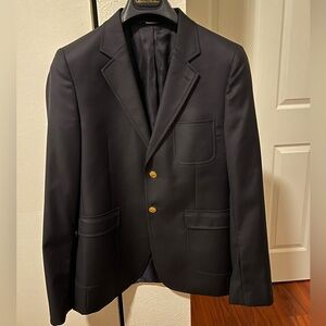 Brooks Brothers Navy Blazer with Gold Buttons. Loro Piana Fabric